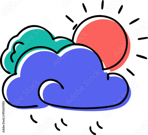 weather forcast, icon doodle offset fill