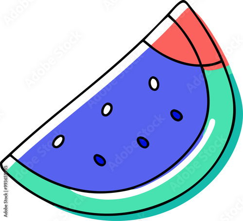 watermelon for summer element, icon doodle offset fill