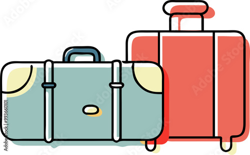 luggage, icon doodle offset fill