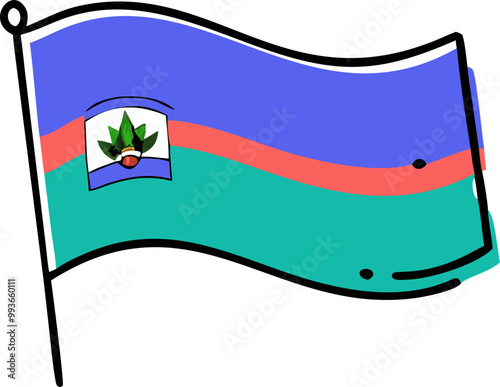 haiti flag, icon doodle offset fill