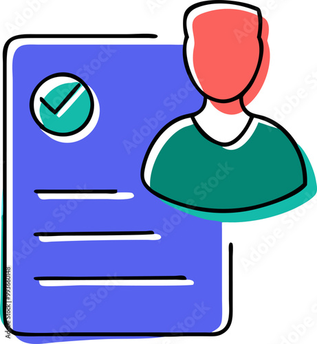 resume, icon doodle offset fill