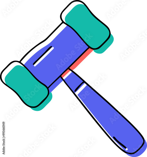 lipart illustration of a hammer, icon doodle offset fill
