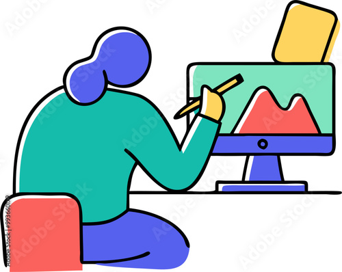 graphic designer desktop, icon doodle offset fill