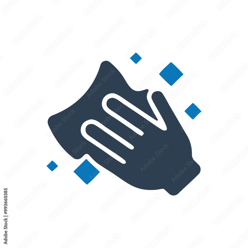 Wipe Icon, Hand holding a cloth wiping a surface icon, Hand wiping with a cloth icon