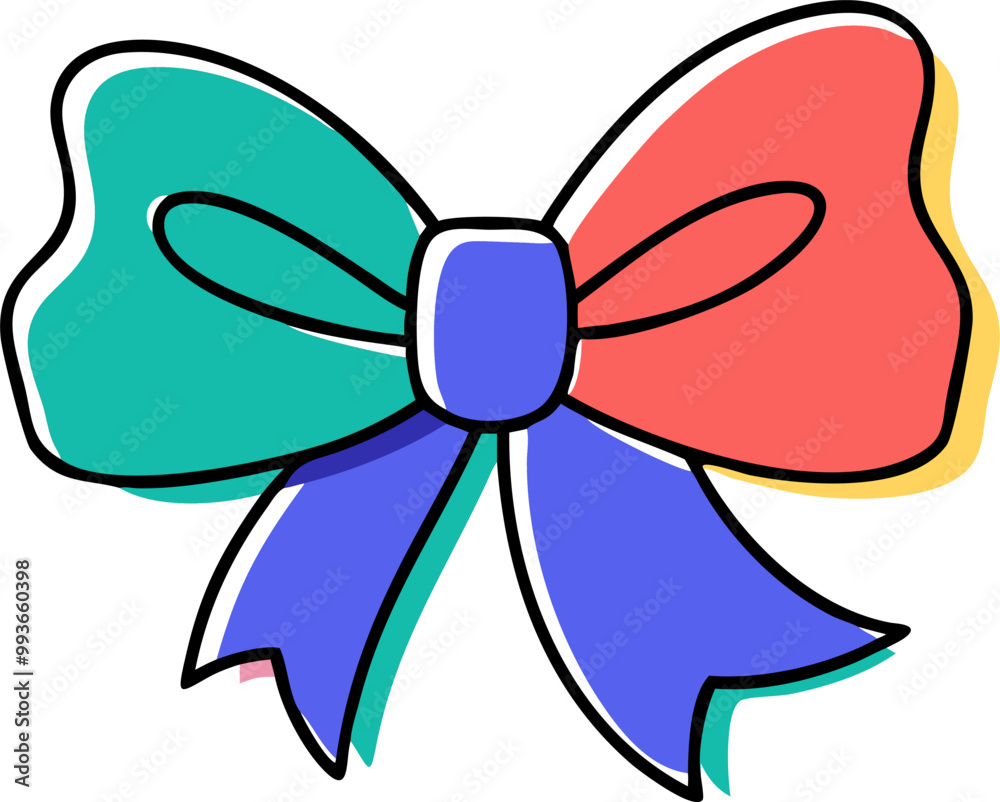 black ribbon bow isolated on white, icon doodle offset fill black ribbon bow isolated on white, icon doodle offset fill