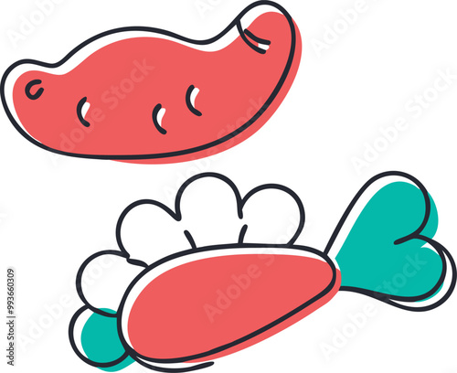 food, icon doodle offset fill