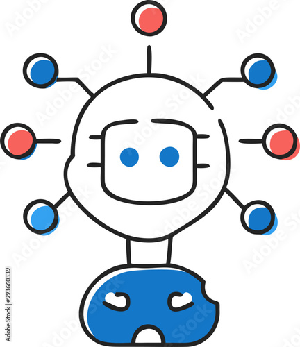 artificial intelligence, icon doodle offset fill