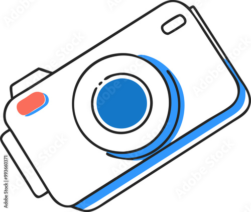 the camera is lying on the table, top view, icon doodle offset fill