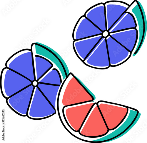 oranges slices, icon doodle offset fill