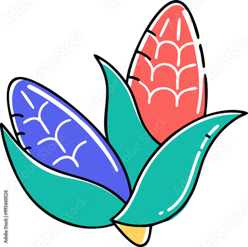 corn cobs, icon doodle offset fill
