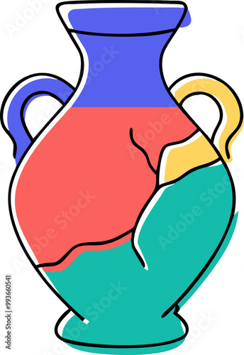 antique fractured amphore vase, icon doodle offset fill