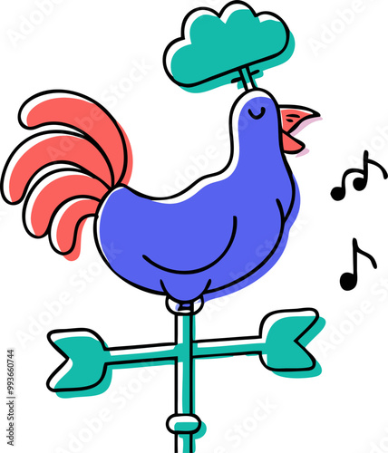 doodle-doo weather vane singing logo, icon doodle offset fill