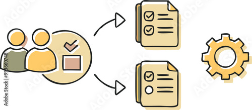 images related to internal auditing and procurement management, icon doodle offset fill