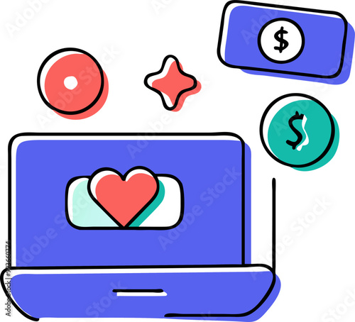 online casino, icon doodle offset fill