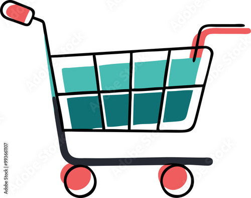 shopping cart, icon doodle offset fill