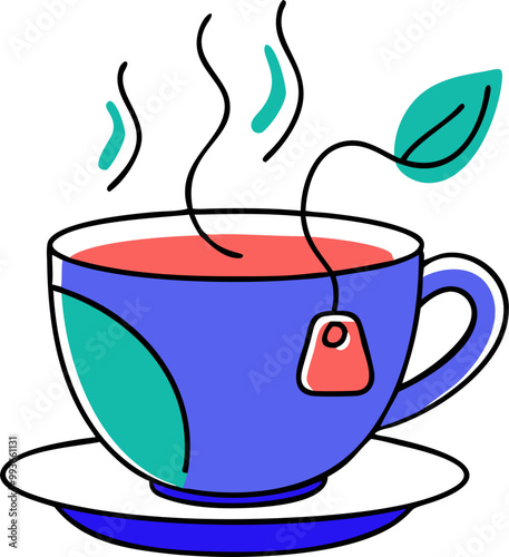 cup of tea, icon doodle offset fill