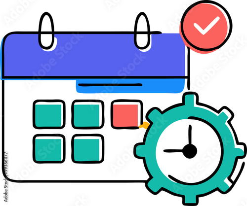 working schedule, icon doodle offset fill