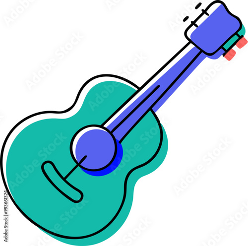 a music icon for guitar, icon doodle offset fill