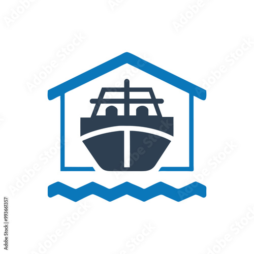 Boat In Drydock Icon, Boat Storage Icon