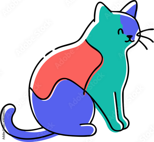 kucing, icon doodle offset fill