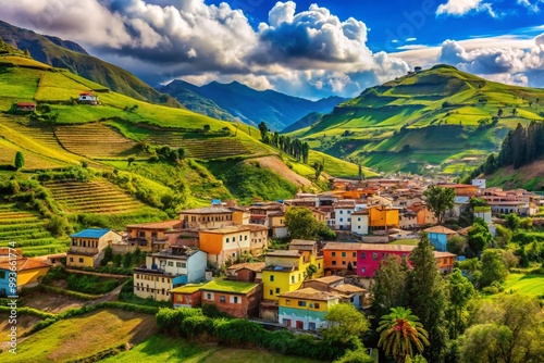 Vibrant Ecuadorian Landscape Showcasing Colorful Culture, Nature, and Traditional Artistry in Harmony