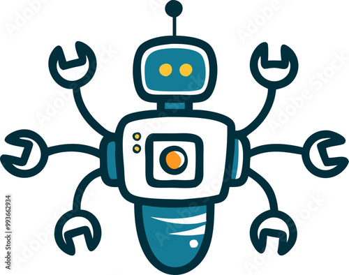 technology robot, icon doodle fill
