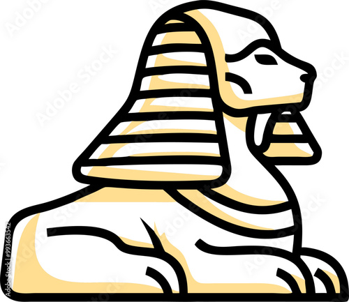 egypt sphinx, icon doodle fill