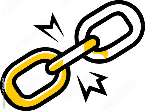 icon a broken chain link or crack, symbolizing the destruction of a block, icon doodle fill