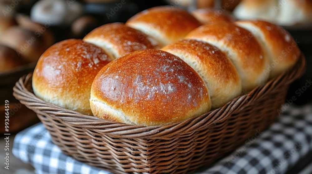 Freshly Baked Bread Rolls in a Basket Freshly Baked Bread Rolls in a Basket