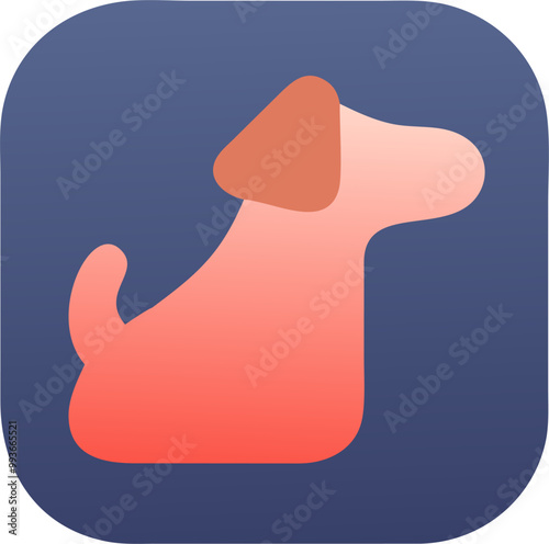 design modern and attractive app icon logo of dog, icon colored shapes gradient