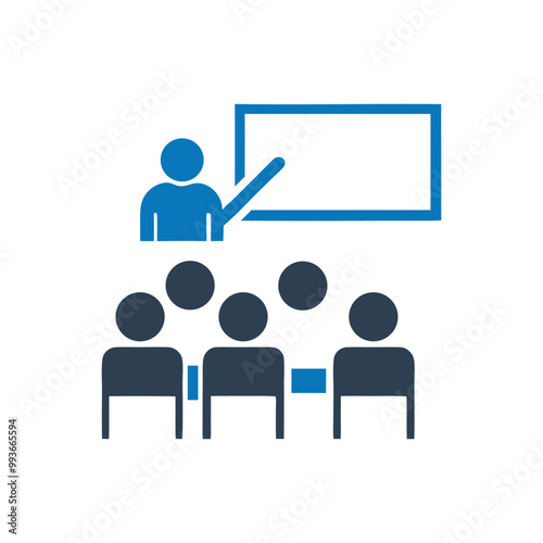 Classroom Icon, Lecture icon, Teacher at chalkboard icon