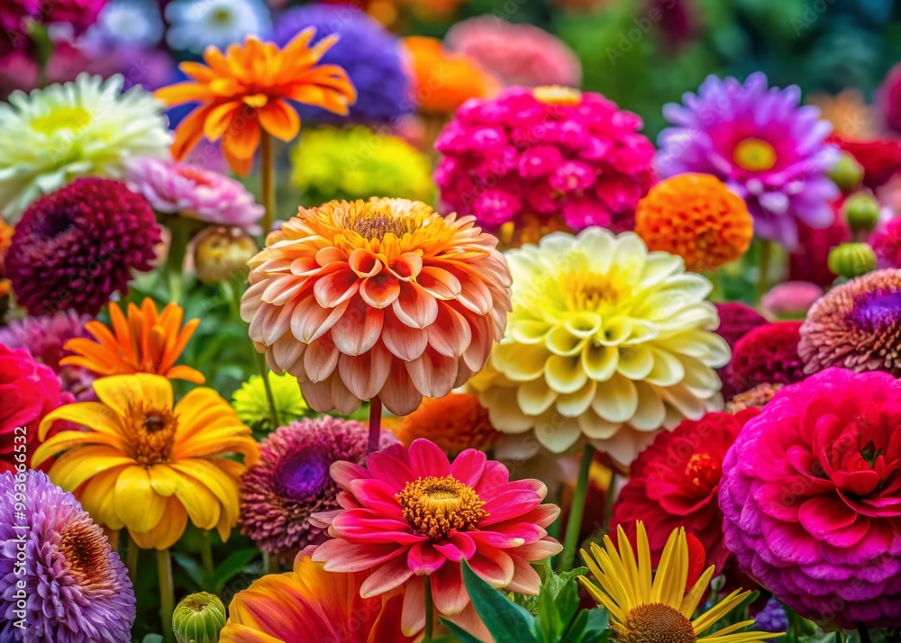 Vibrant Floral Concept with Diverse Blossoms Showcasing Nature's Beauty and Colorful Aesthetics Vibrant Floral Concept with Diverse Blossoms Showcasing Nature's Beauty and Colorful Aesthetics