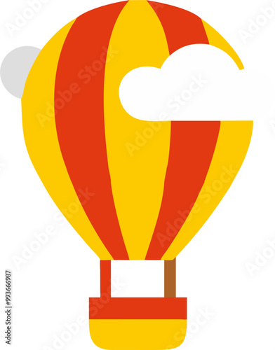hot air balloon, icon colored shapes