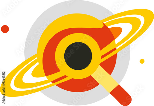 a square 11 ratio app icon featuring a large central black hole, surrounded by a vibrant