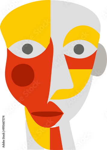 vibrant abstract painting featuring a stylized human face the artwork is characterized by bold,