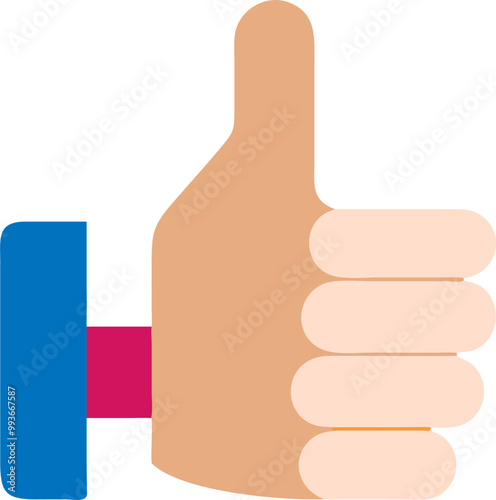 hand showing thumb, good gesture no background, icon colored shapes