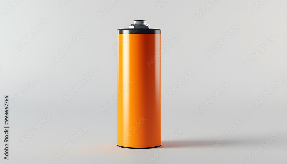 Close-Up of a Yellow Battery - Isolated AA Battery on White Background design Close-Up of a Yellow Battery - Isolated AA Battery on White Background design
