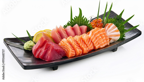 Fresh Sashimi Platter with Salmon, Tuna, and Scallops