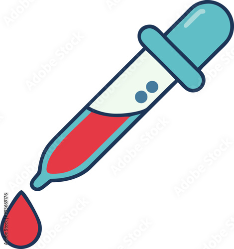 pipette filled with blood, icon colored outline