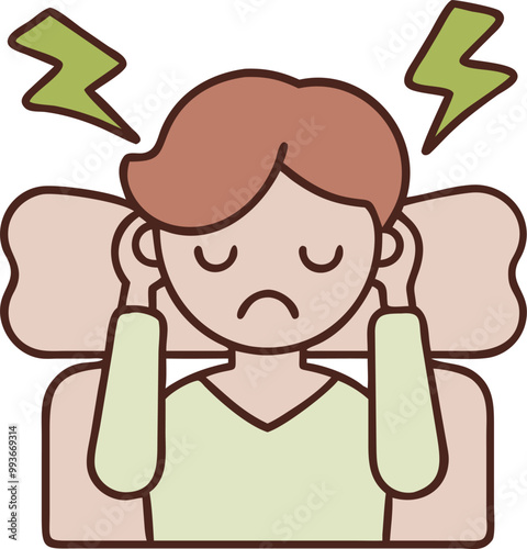 emotional fatigue, insomnia and loss of energy, icon colored outline
