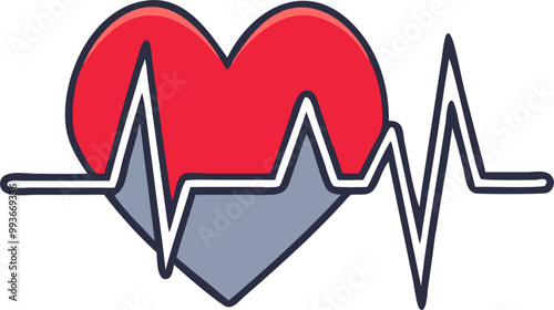ekg line, icon colored outline