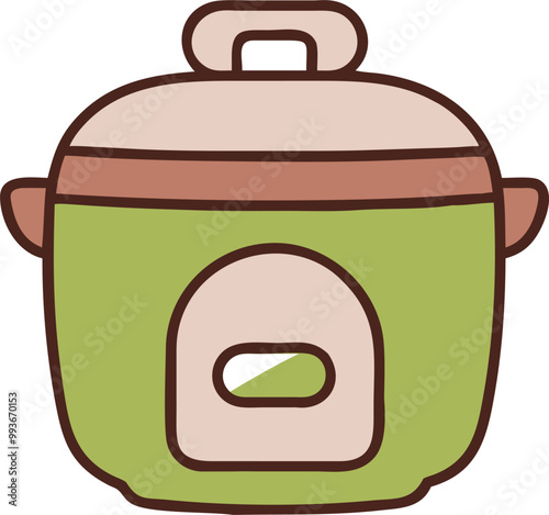 multicooker, icon colored outline