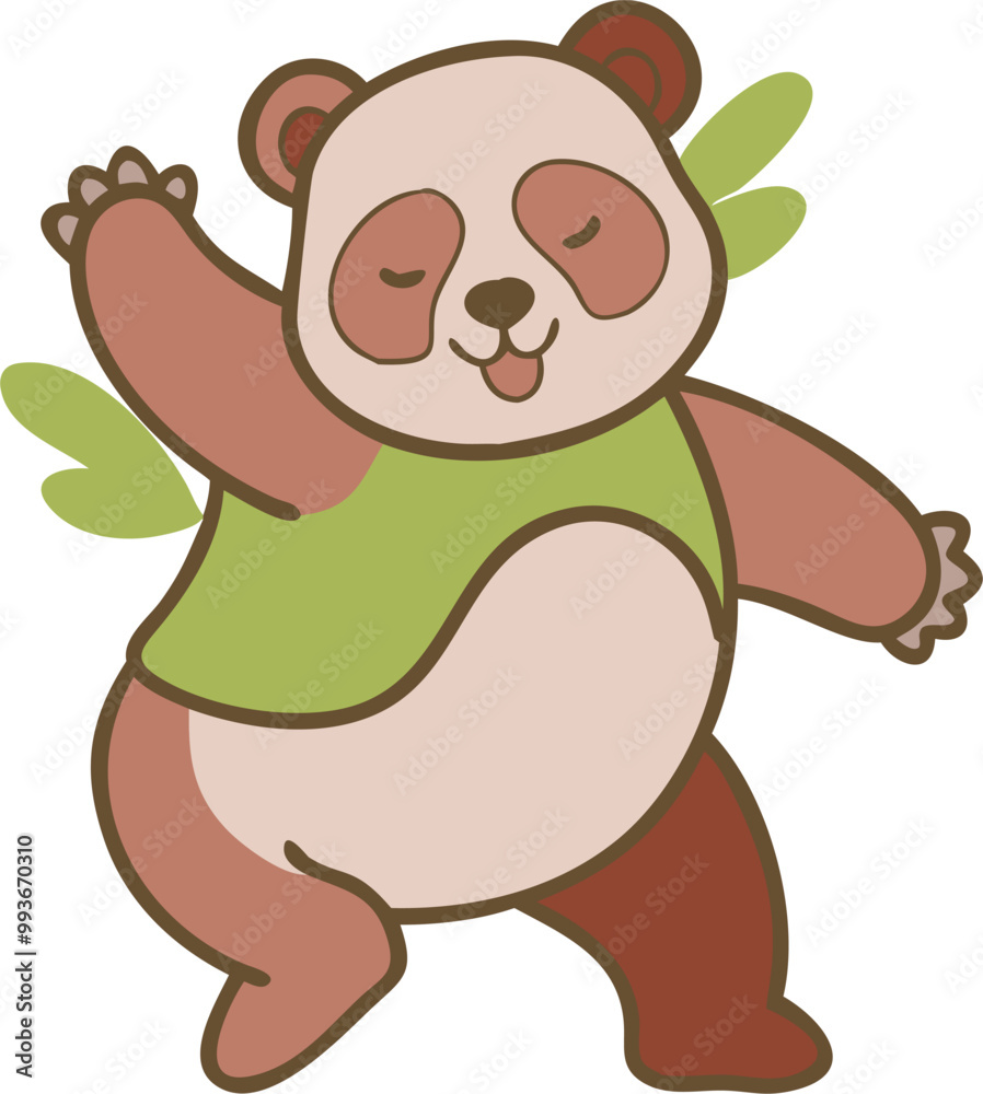 Obraz premium panda dance, icon colored outline