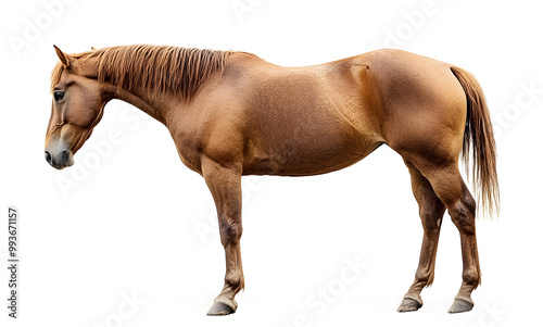 Elegant Brown Horse - Full Body Portrait of a Standing Horse on White Background design