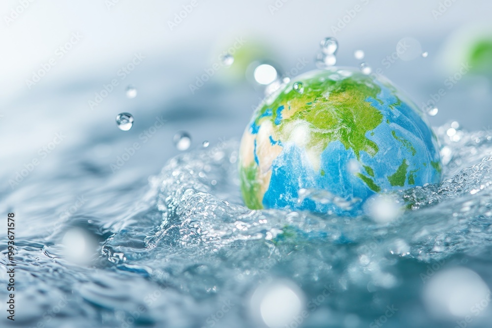 A vibrant Earth with water and clouds captured in a wide-angle shot A vibrant Earth with water and clouds captured in a wide-angle shot