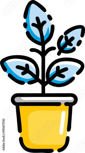 ocimum sanctum pot, icon broken line