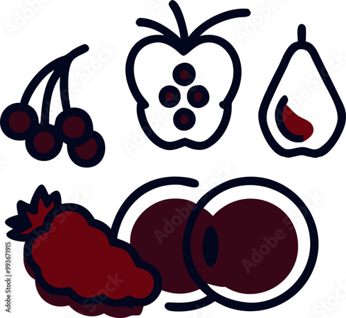 fruits, icon broken line