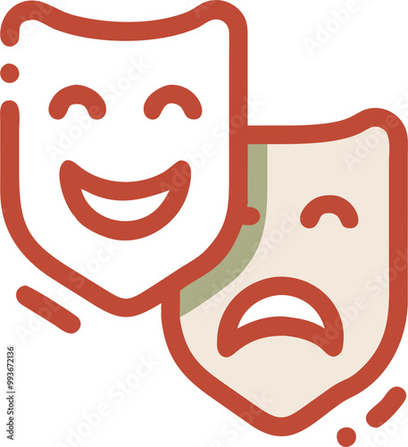 theatrical mask, icon broken line