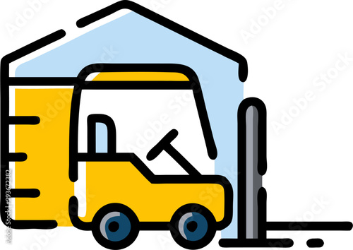 logistica carro elevador, icon broken line