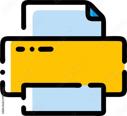 printer icon, icon broken line